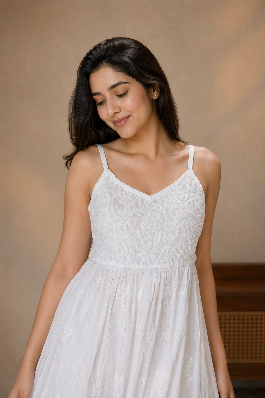 Spring Chikankari Cotton White Dress
