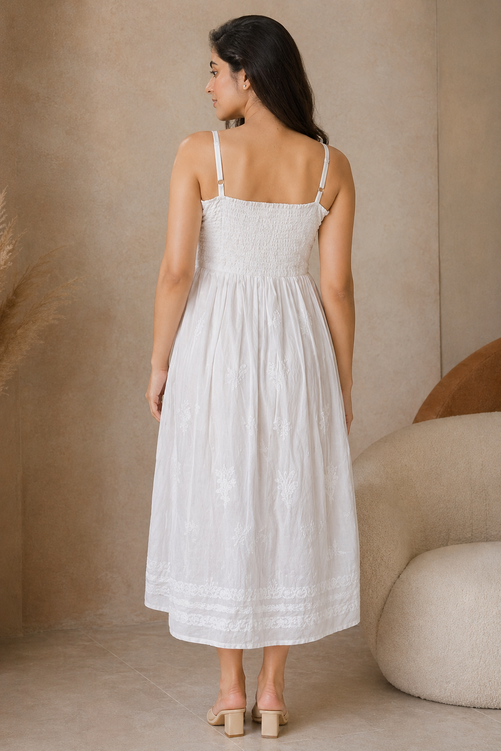 Spring Chikankari Cotton White Dress