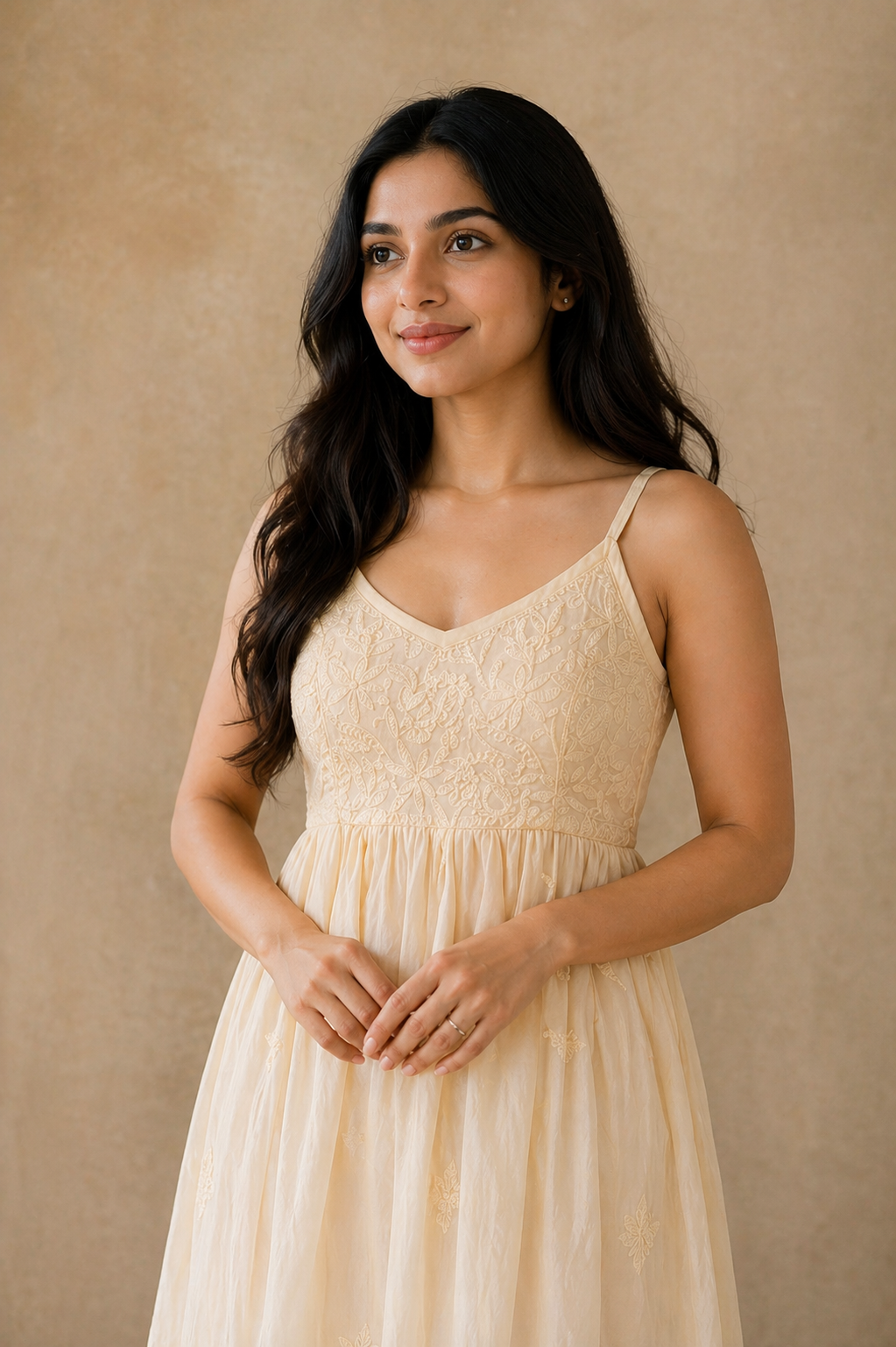 Spring Chikankari Cotton Yellow Dress
