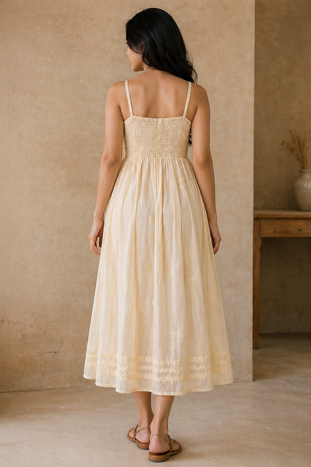 Spring Chikankari Cotton Yellow Dress