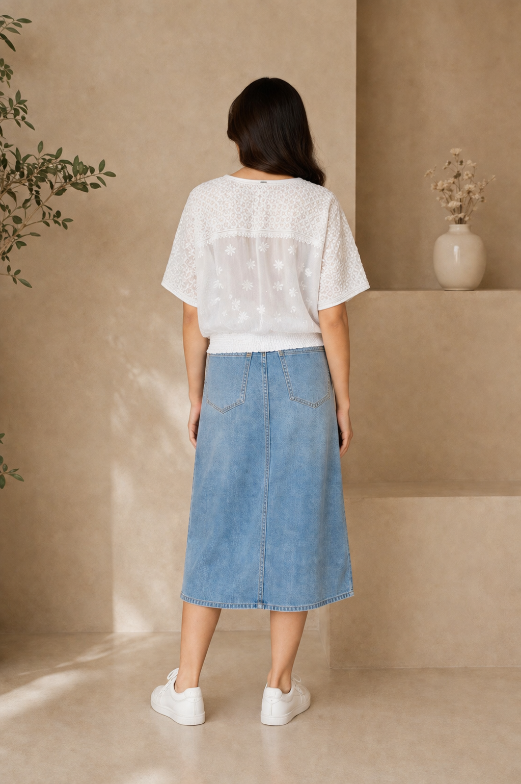 Aurelia Chikankari Smocked White Top