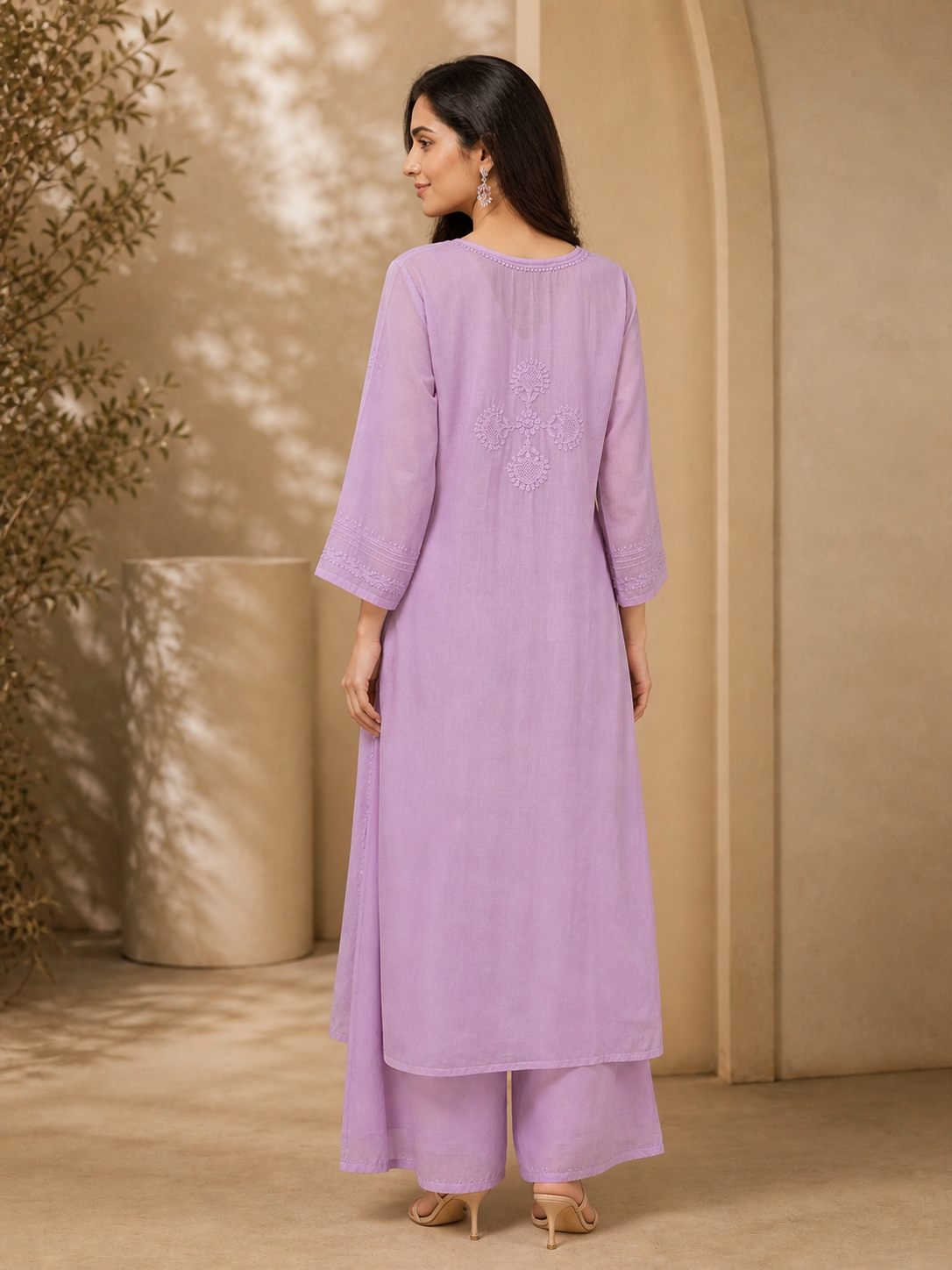 Purple Chikankari Modal Kurta
