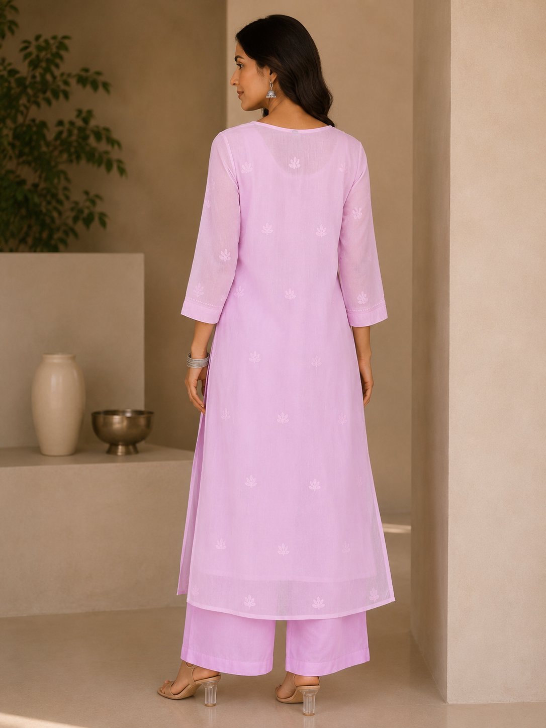 Noor Mul V-Neck Pink Kurta