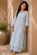 Sky Blue Chikankari Modal Kurta