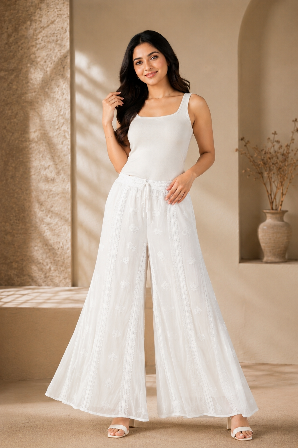 Aurelle Viscose Georgette Kalidar Palazzo