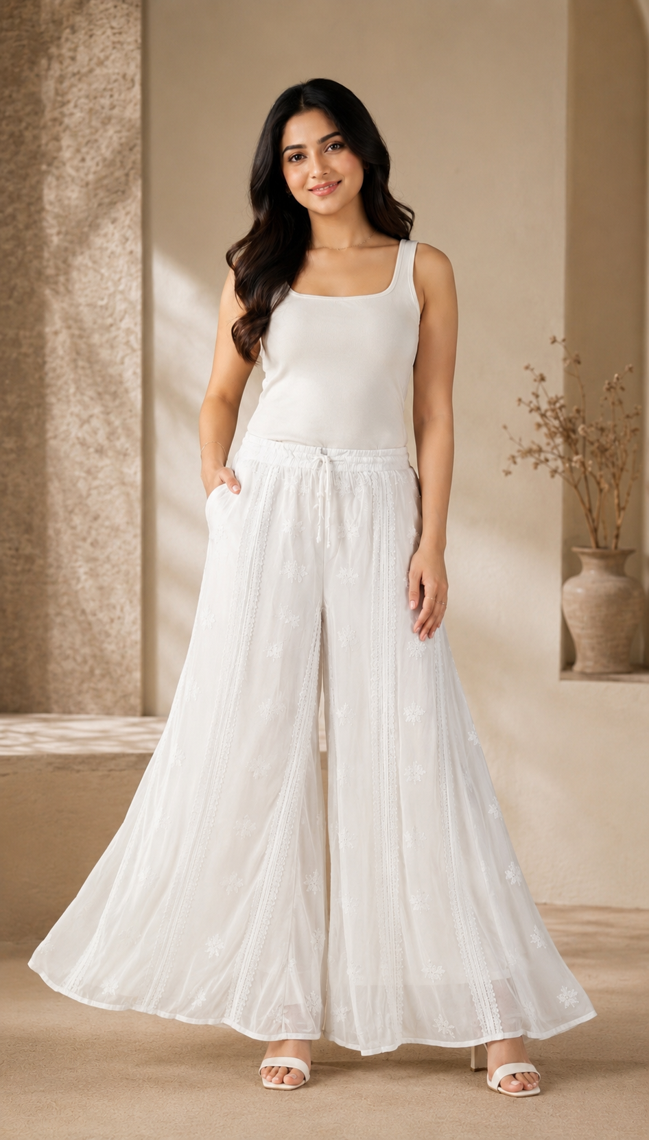 Aurelle Viscose Georgette Kalidar Palazzo