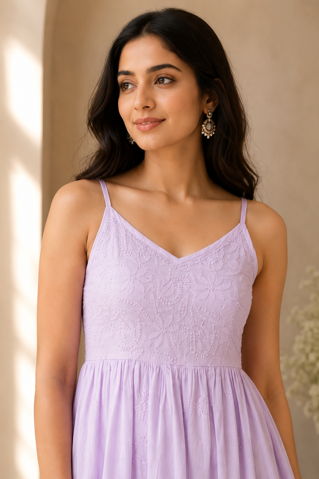 Spring Chikankari Cotton Purple Dress