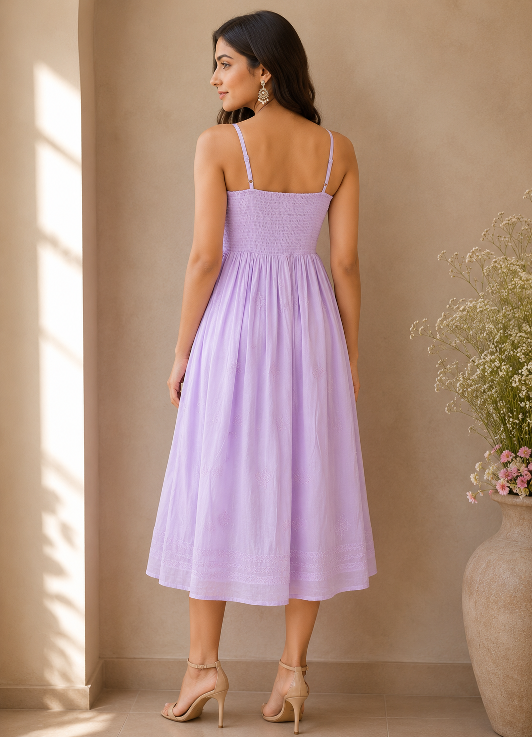 Spring Chikankari Cotton Purple Dress