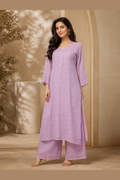 Purple Chikankari Modal Kurta