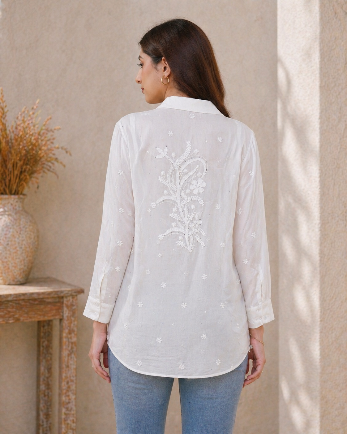 Chikankari Georgette Embroidered Shirt